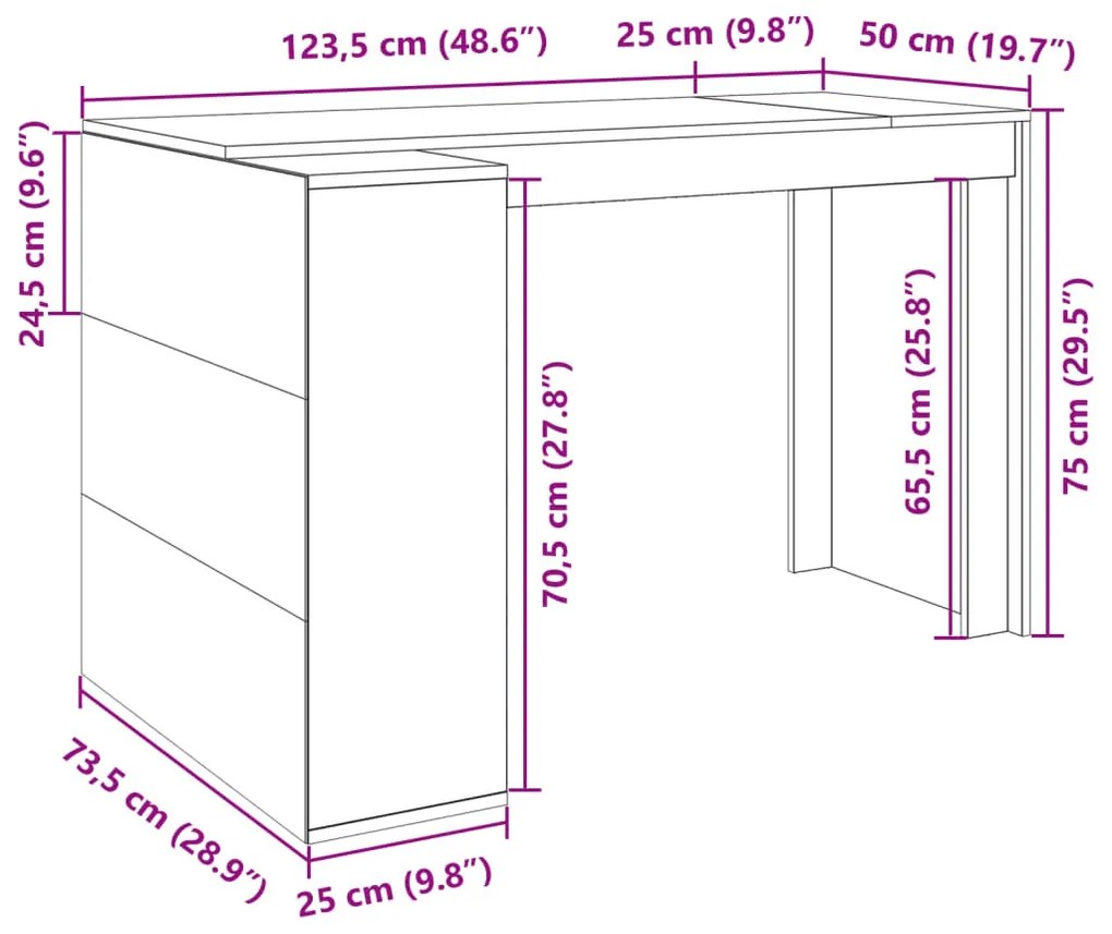 fehér szerelt fa irodai asztal 123,5 x 73,5 x 75 cm