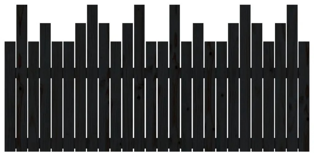 fekete tömör fenyőfa fali fejtámla 166 x 3 x 80 cm