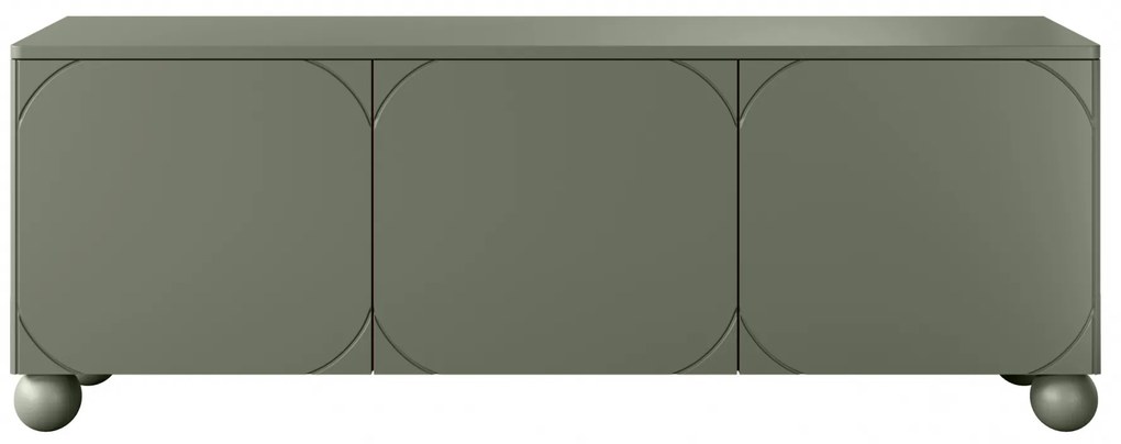 Sonatia II háromajtós TV szekrény, gömb lábakon - 150 cm - oliva színű