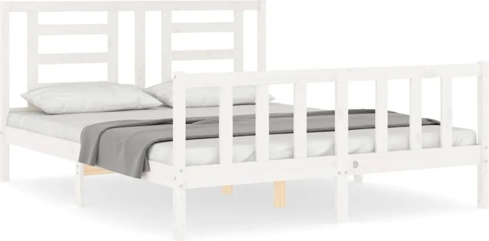 vidaXL fehér tömör fenyőfa ágy matrac nélkül 160 x 200 cm