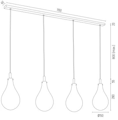 Argon 1740 - Csillár zsinóron OAKLAND 4xG9/6W/230V