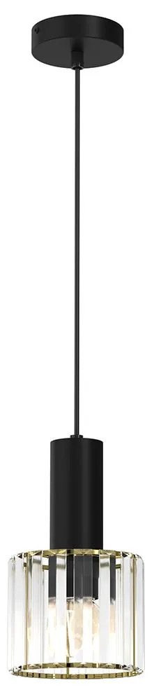Csillár zsinóron CRISTAL 1xE27/60W/230V fekete