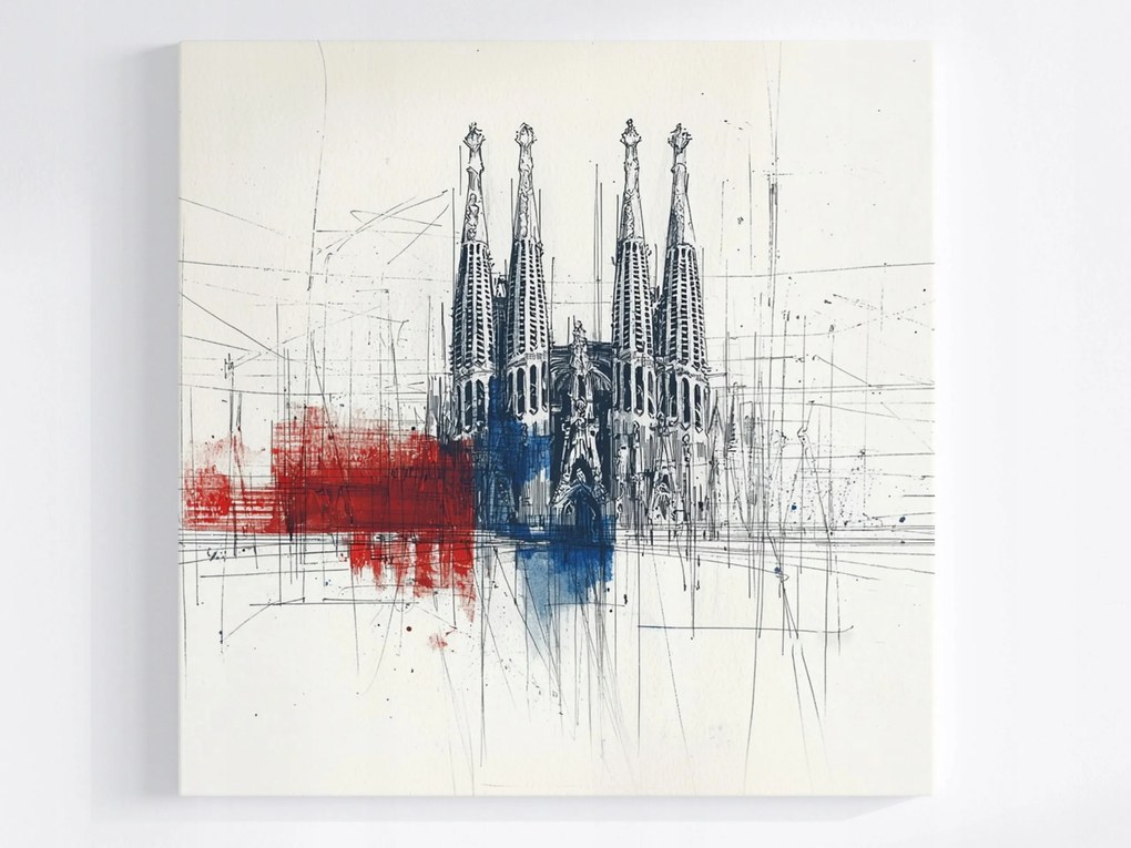Vászonkép Canvas Barcelona Sagrada Familia Katedrális Vázlat 40x40
