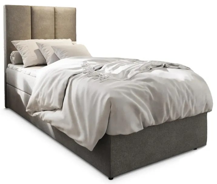 Kárpitozott boxspring ágy MERALIS 100x200 cm szürke Matrac: Bonell rugós matrac