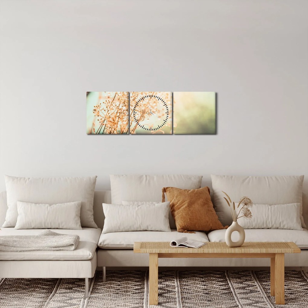 Kép - Réti növények (órával) (90x30 cm)