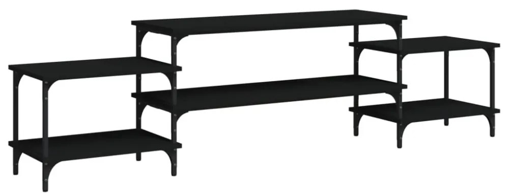 fekete szerelt fa TV-szekrény 197x35x52 cm