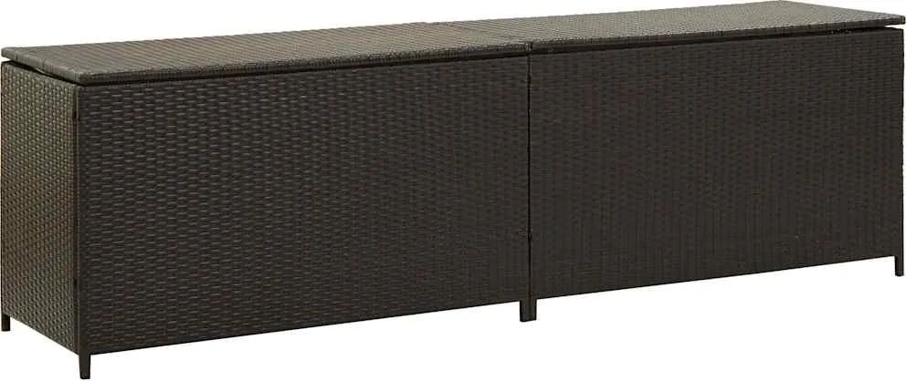Barna Polyrattan Kerti Tárolóláda 200 X 50 X 60 Cm