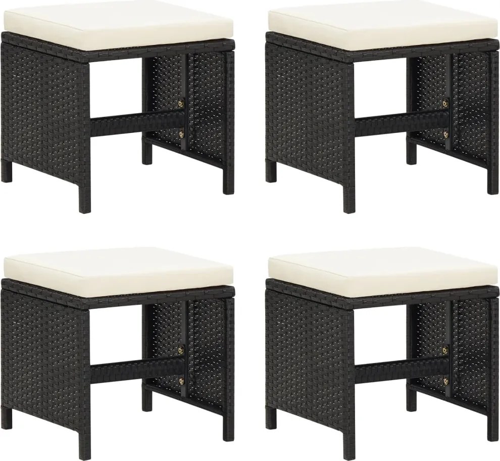 vidaXL 4 db fekete polyrattan kerti ülőke párnákkal