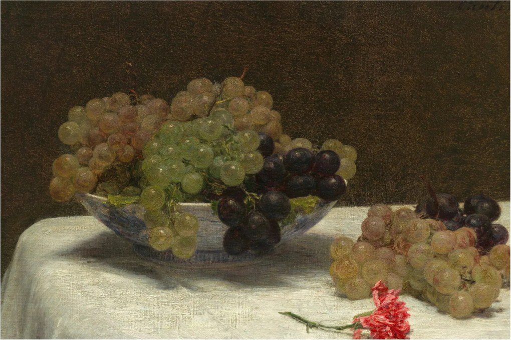 Kép - Henri Fantin-Latour, Still Life with Grapes and a Carnation, reprodukciók (90x60 cm)