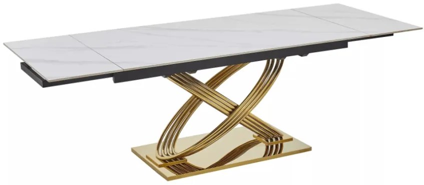 Hermes II bővíthető étkezőasztal fehér/arany 160-240 cm