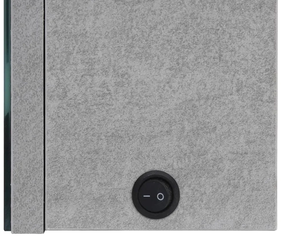 betonszürke LED-es tükrös fürdőszobaszekrény 89 x 14 x 62 cm