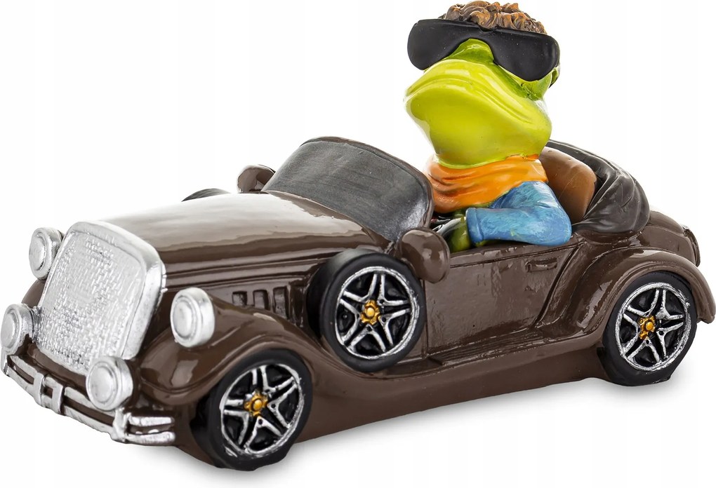 Béka figura béka az autóban szemüvegben színes vicces figura