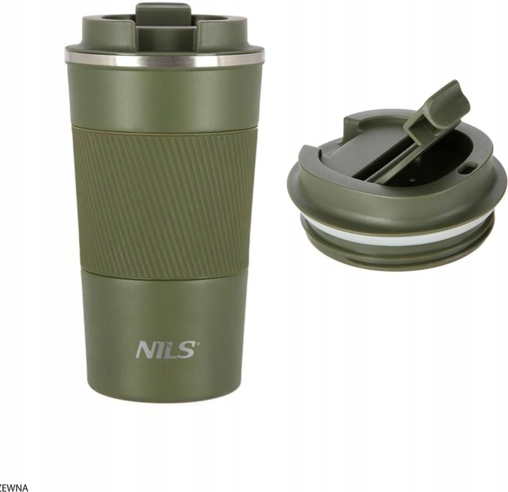 Acél bögre Nils zöld 510ml Csúszásgátló termosz 12/24