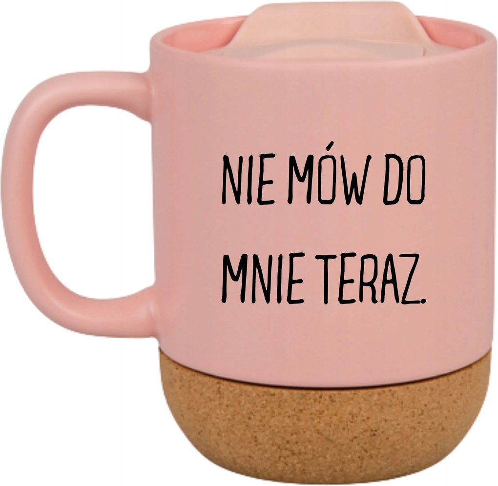 Rózsaszín Bögre Fedéllel És Parafa Aljjal Ajándék Ne Szólj Hozzám Most