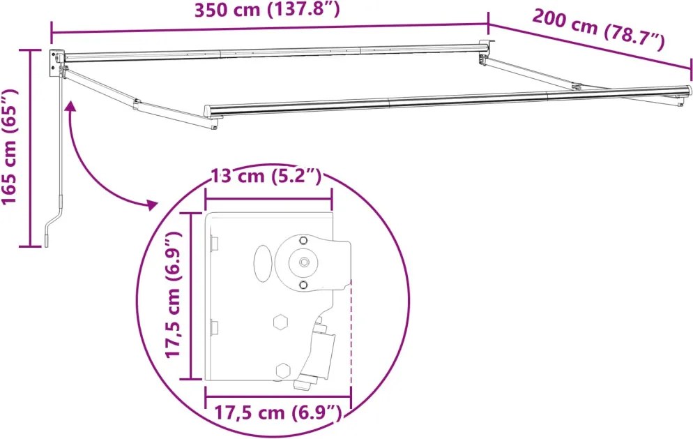 Behúzható napellenző Bézs 3,5 x 2 m