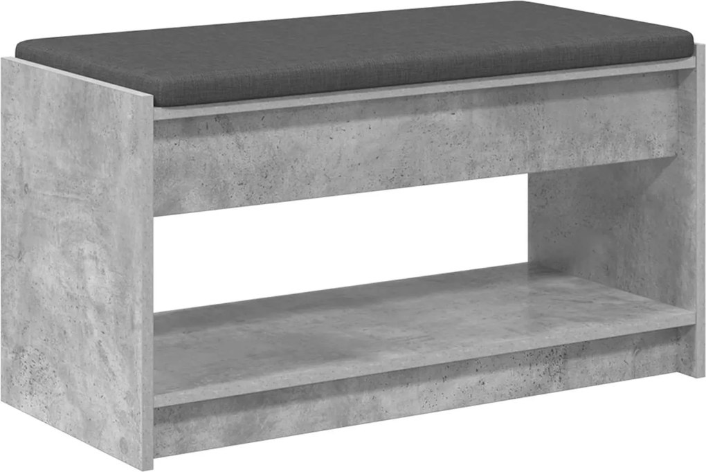 vidaXL Előtér pad Beton Szürke 83 x 38 x 45 cm Műanyag Fa és Szövet