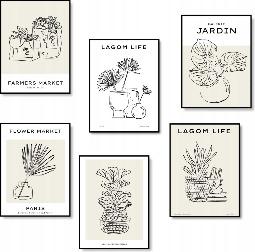 Boho Minimalista Poszterek Konyhai Képek Poszter 6 db A3 *Sok minta*