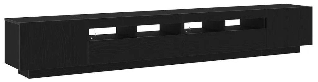 TV Szekrény LED Fénnyel Fekete Tölgy 260x35x40 cm Összeszerelve