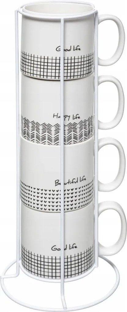 Kerámia teáscsészék állványon Stílusos 4x 240 ml