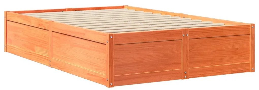 viaszbarna tömör fenyőfa ágy matraccal 120 x 200 cm