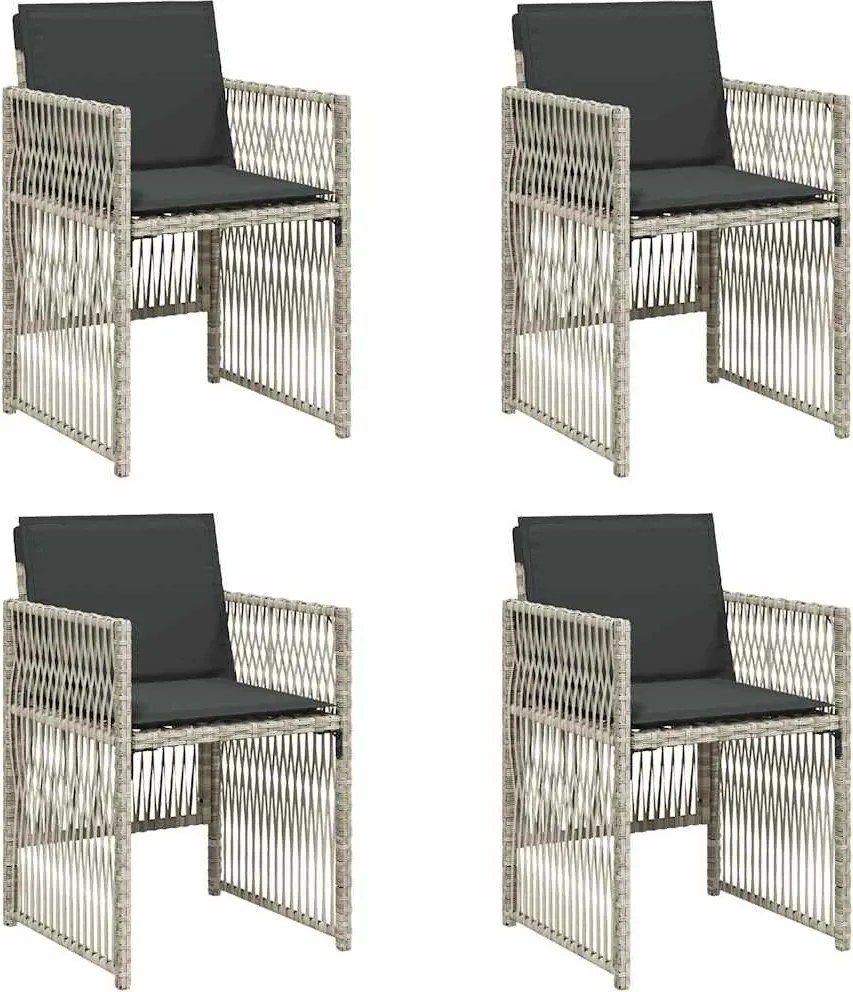 vidaXL 4 db világosszürke polyrattan kerti szék párnával