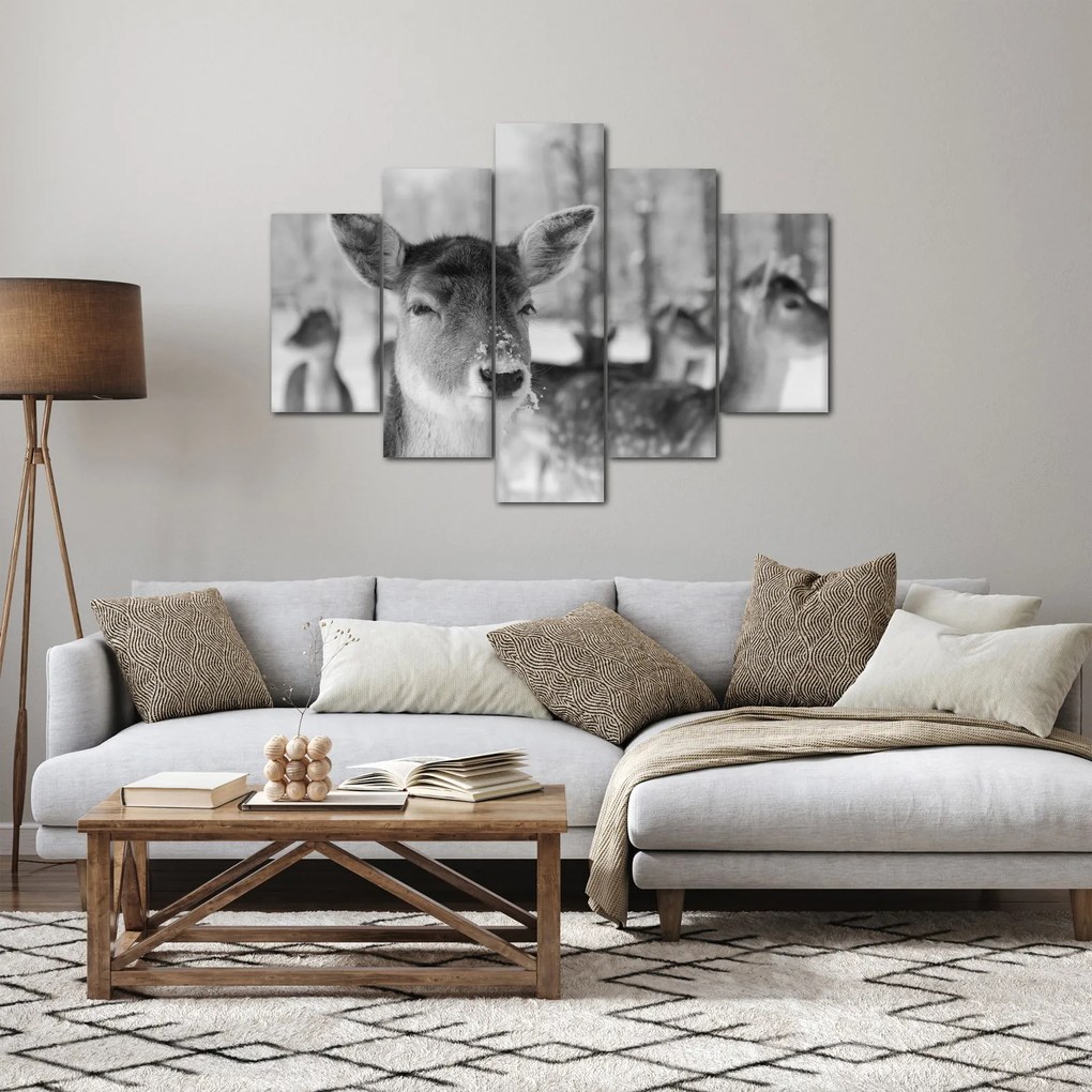 Kép - Szarvas, fekete, fehér (150x105 cm)