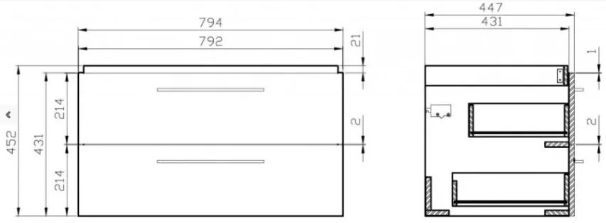 Cersanit - SZETT B349 LARA MILLE 80cm (SZEKRÉNY + MOSADÓ), Dió, S801-339-DSM