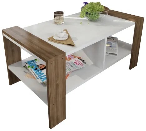 ERICA dohányzóasztal 42x90 cm fehér/barna