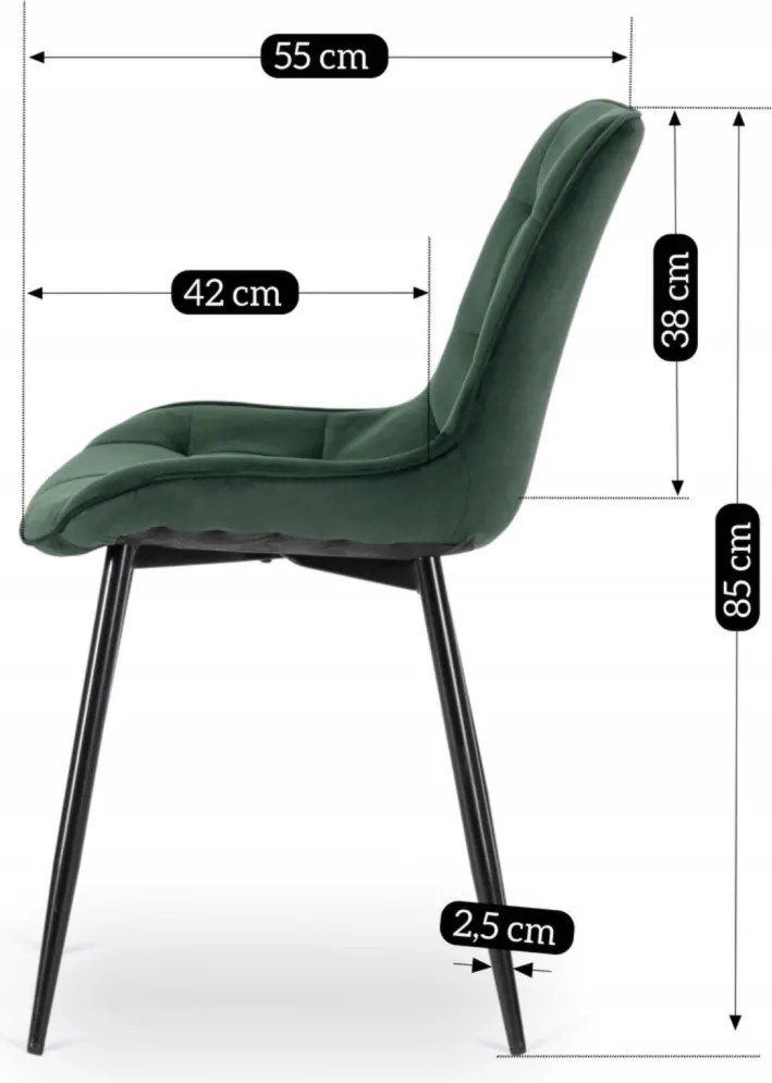 CHRIS szék zöld bársony