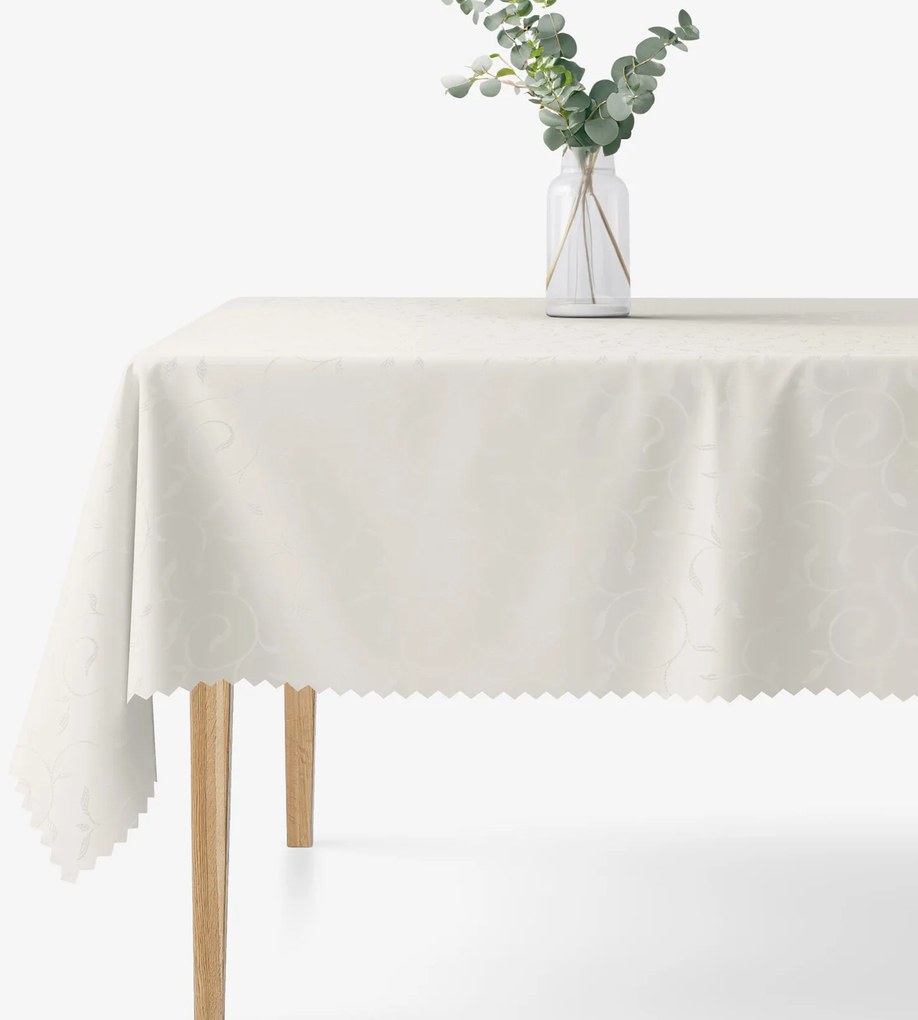 Goldea ünnepi szögletes teflon terítő - tej színű nagy ornamentekkel ékesített 140 x 220 cm