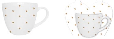 Valentin napi porcelán bögre fehér alapon arany szívek