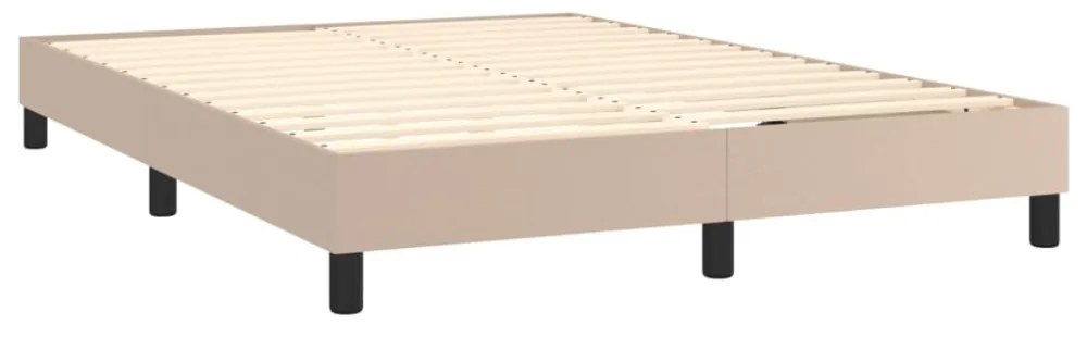 vidaXL cappuccino színű műbőr rugós ágy matraccal és LED-del 140x190cm