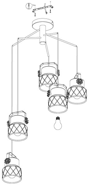 Eglo 39856 - Csillár HILCOTT 5xE27/40W/230V