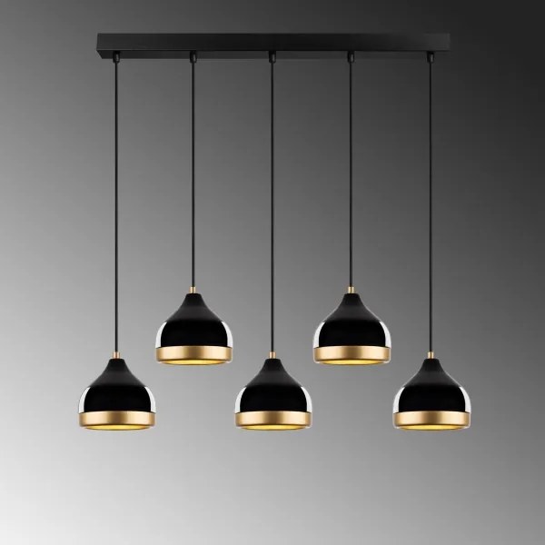 YILDO zsinóros csillár 5xE27/40W/230V, fekete/arany