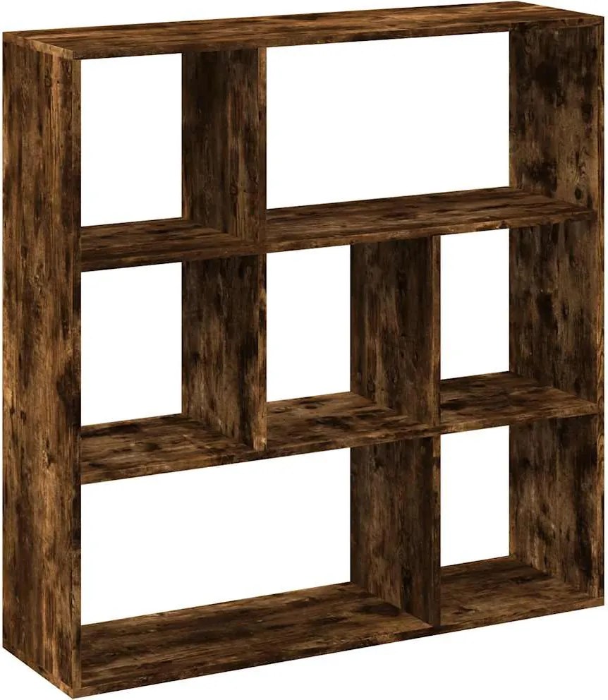vidaXL füstös tölgy szerelt fa elválasztó könyvespolc 102x29x103,5 cm