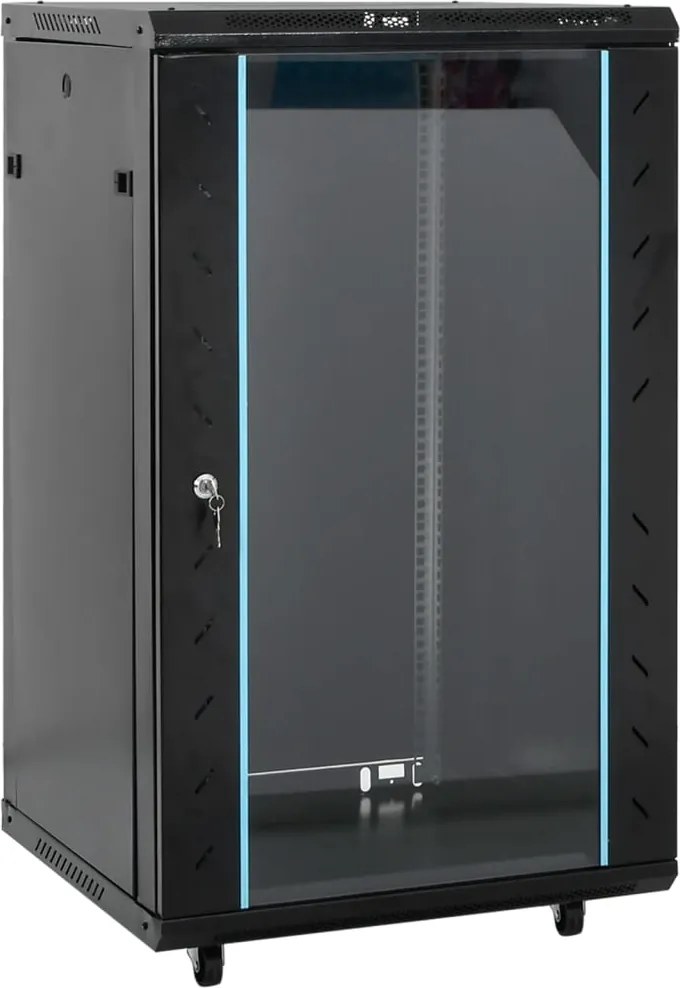 vidaXL fekete 18U hálózati szekrény 19" IP20 60 x 60 x 100 cm