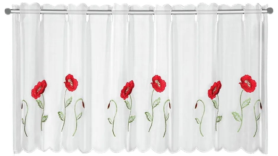 Fehér fényáteresztő függöny 155x45 cm Poppies – Sehlbach