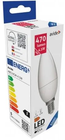 LED izzó, E14, gyertya, 4,5W, 470lm, 6400K, AVIDE (AVLED032)