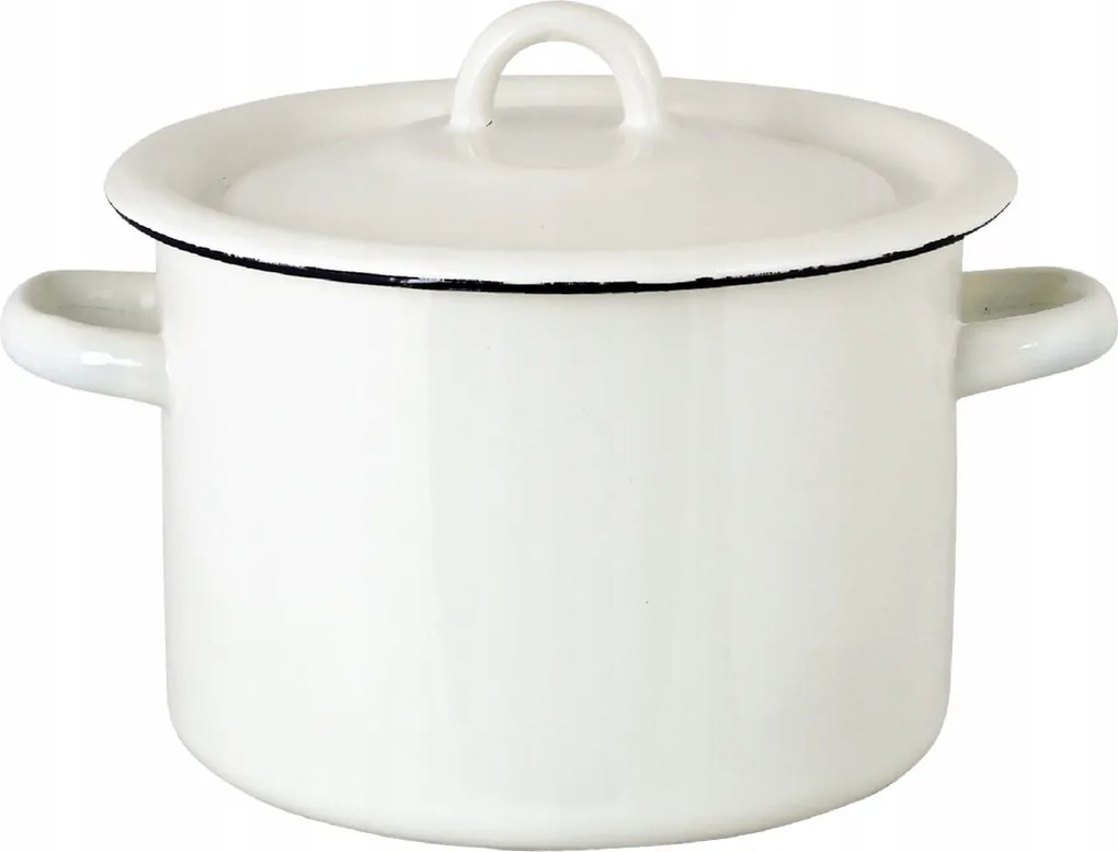 Zománcozott Indukciós Fazék 3L Fehér Fedővel Acél Indukciós Főzőedény