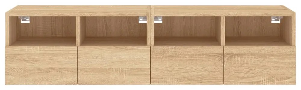 2 db sonoma tölgy színű szerelt fa fali TV-szekrény 60x30x30 cm