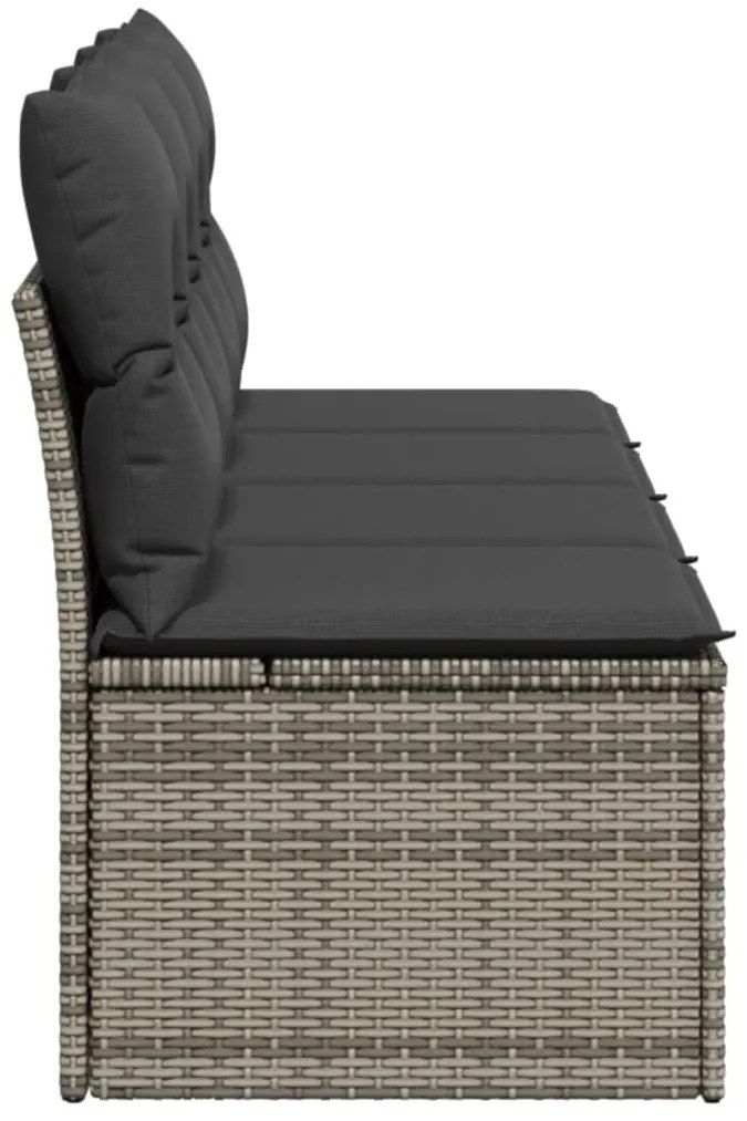4 személyes szürke polyrattan kerti kanapé párnával