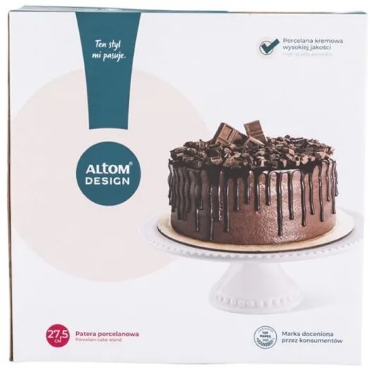 Krém fehér porcelán talpas tortatál / süteményes tál - 27,5 cm