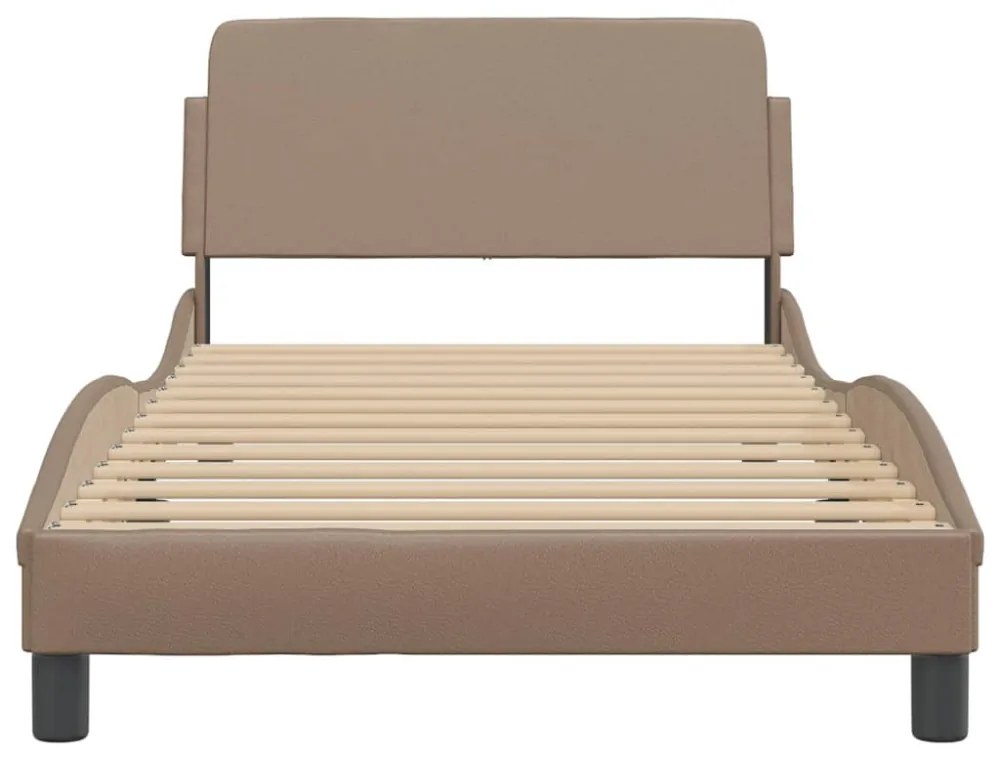 cappuccino színű műbőr ágykeret Dover 100x200 cm
