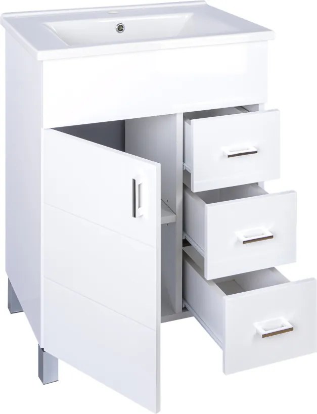 VivaStyle KARINA 65 lábon álló fürdőszobabútor 3 fiókos Sanovit ATRIA 9065 mosdóval 65 x 45,5 cm