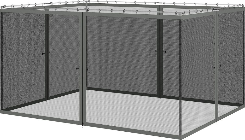 Outsunny szúnyoghálók 3 × 4 m-es pavilonhoz, napernyőhöz vagy kertbe - 4 db cipzáras panel rögzítő kampókkal - nylon/poliészter | Aosom