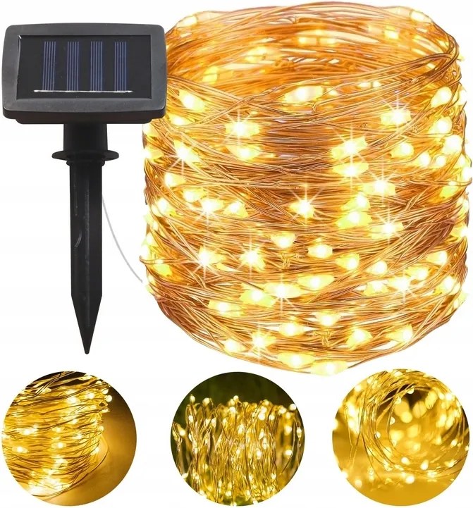 Napelemes Kerti Girland Drót Lánc 500 Led