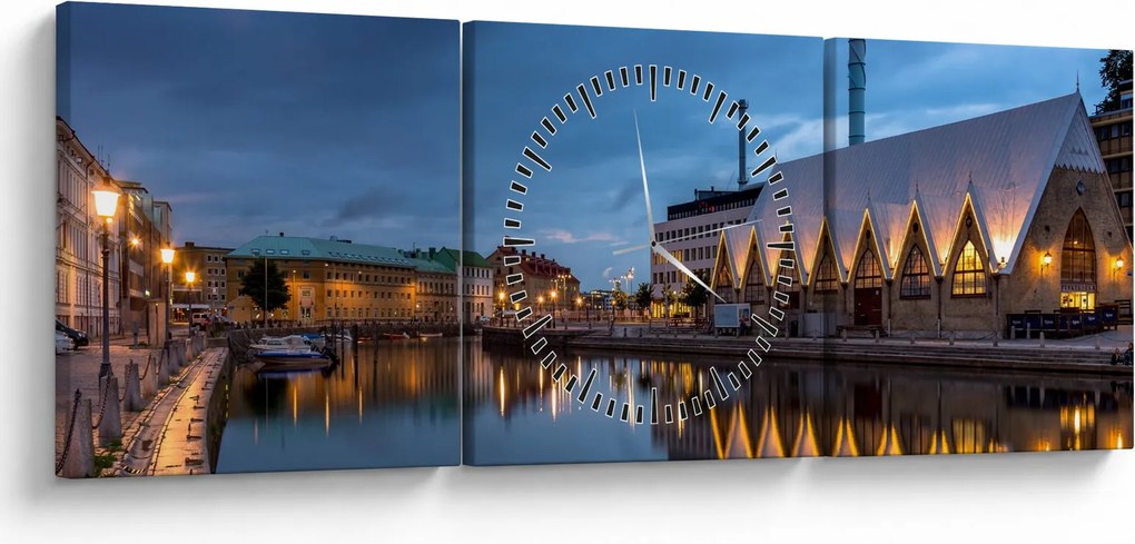 Vízcsatorna képe - Göteborg (órával) (90x30 cm)