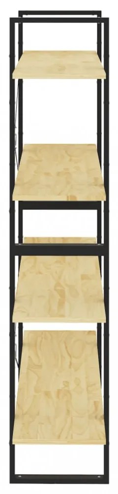 négyszintes barna tömör fenyőfa könyvszekrény 100 x 30 x 140 cm