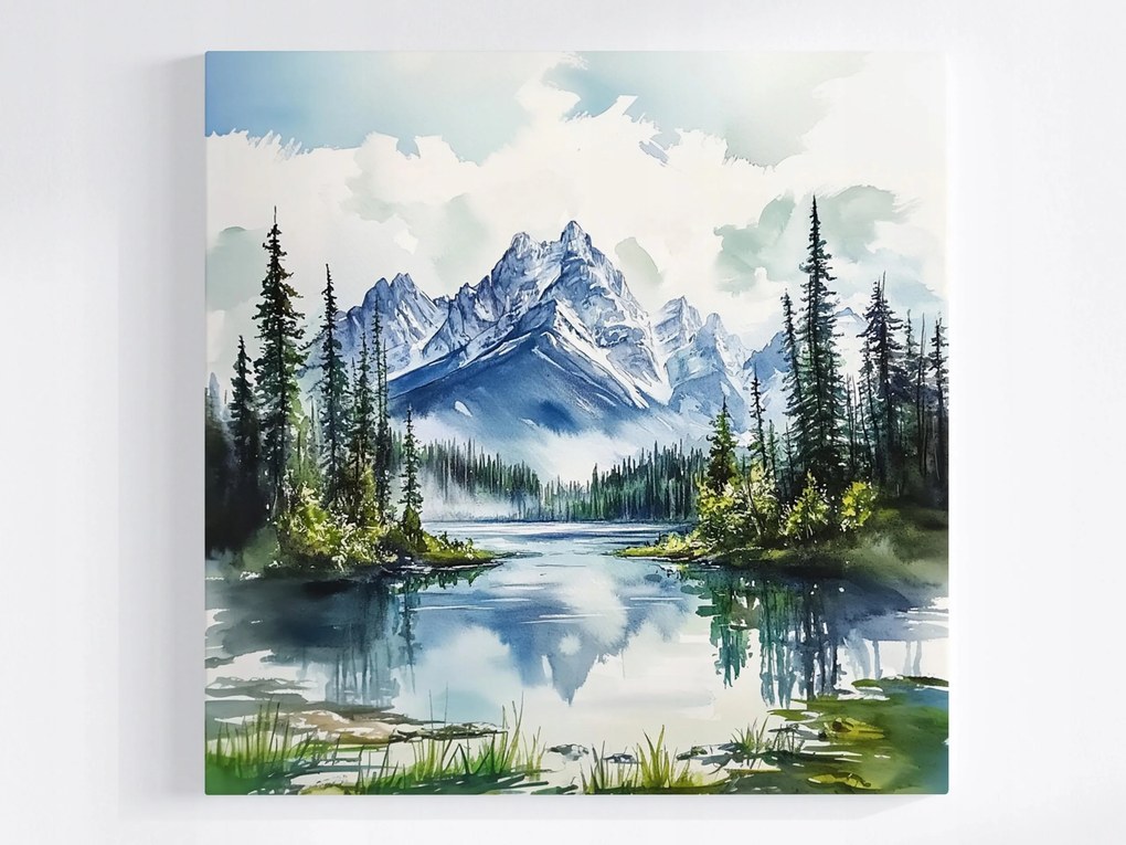 Poszter Tájkép Észak Kanada Hegyek Erdő Tó Természet 80x80