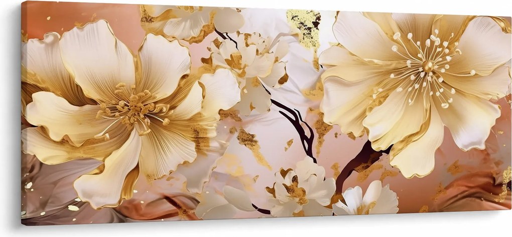 Kép - Arany virágok (120x50 cm)